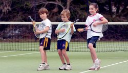 kids playing guitar with tennis racket
